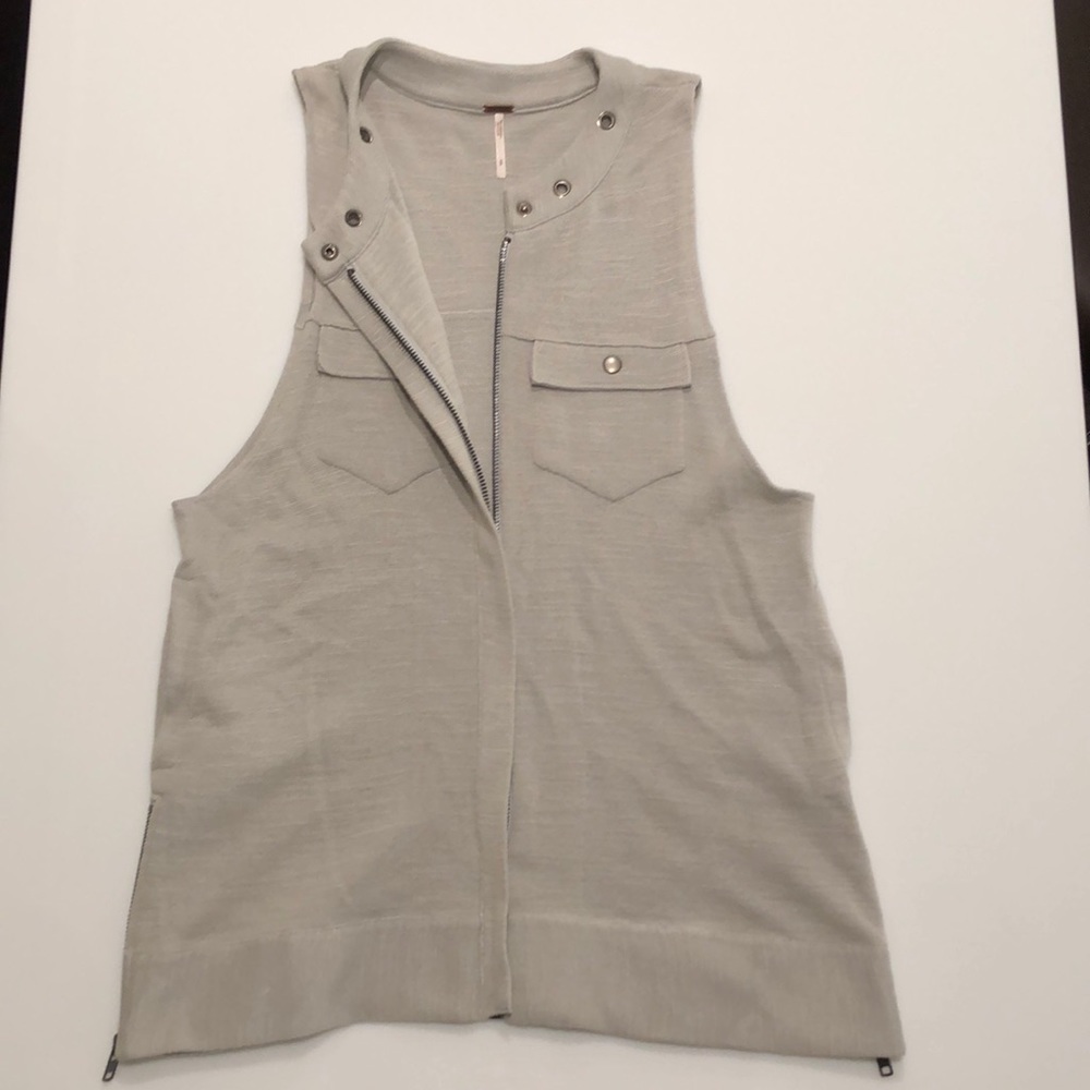 Free People Long Knit Zip Vest